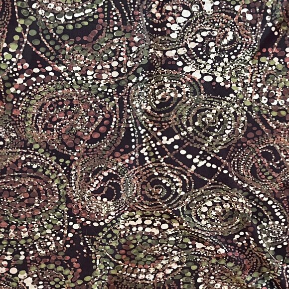 Cute Vintage (90s) Empire-Waist Short-Sleeve Brown Paysley-ish Dress - 8-10-S/M - Picture 3 of 7